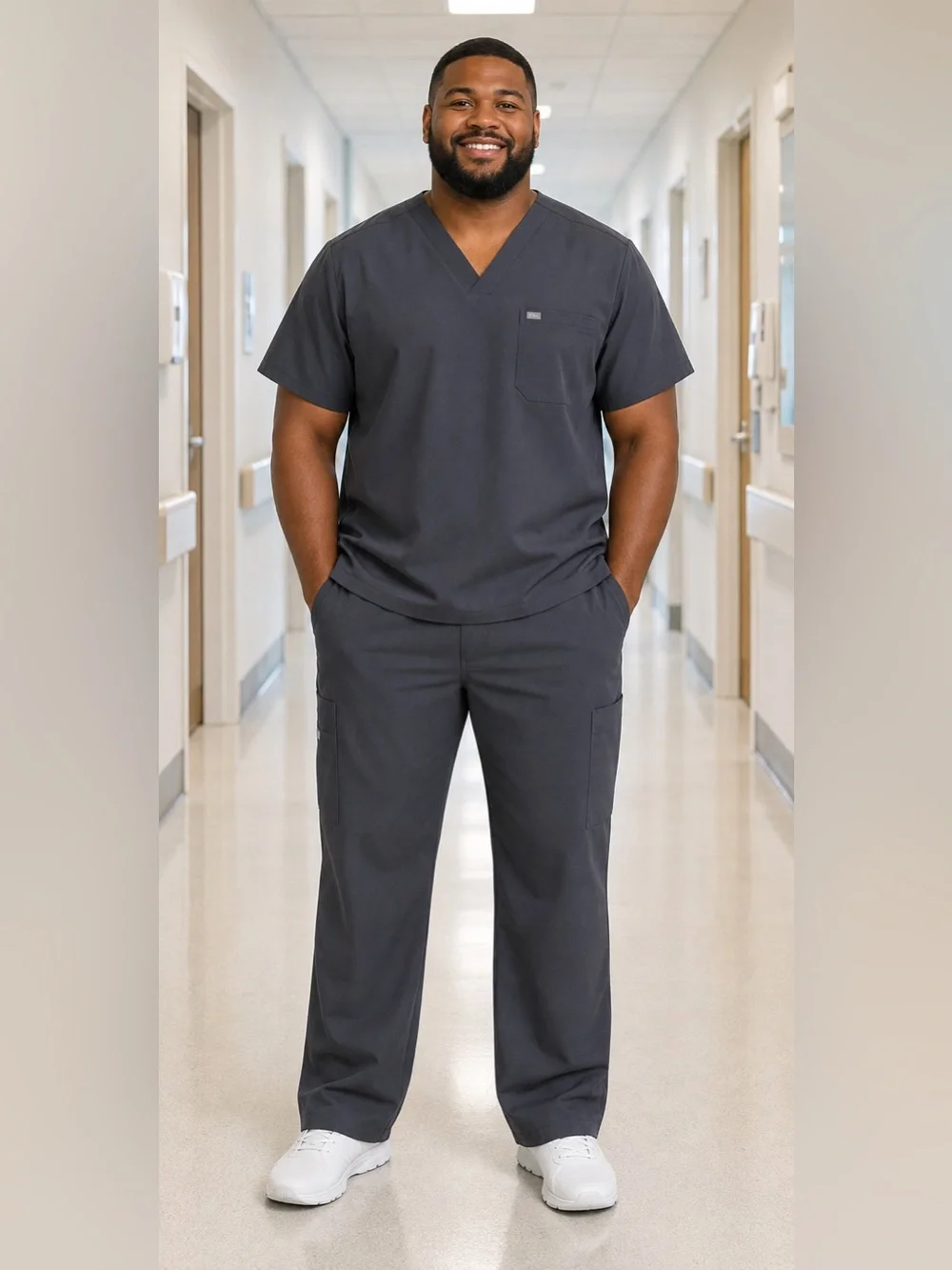 FIGS Men’s XXL Technical Collection Charcoal Gray Scrub Set Straight Leg